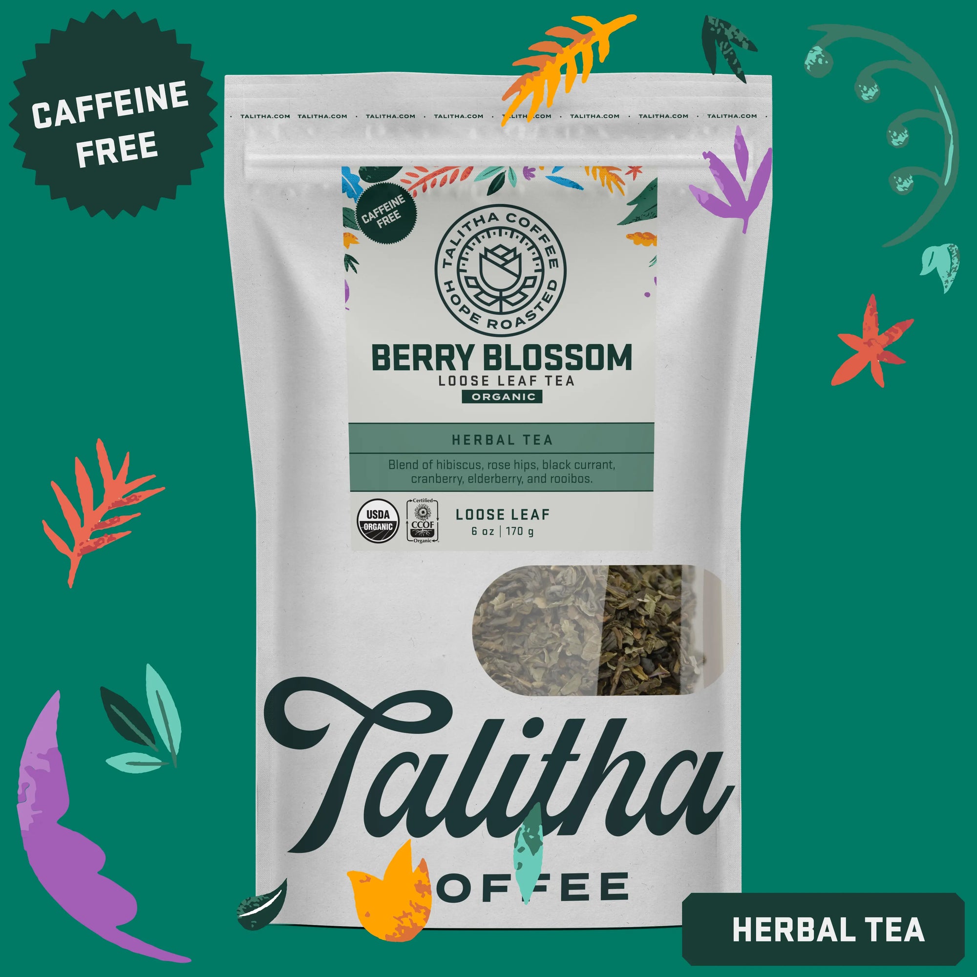 A package of Talitha Berry Blossom loose leaf tea