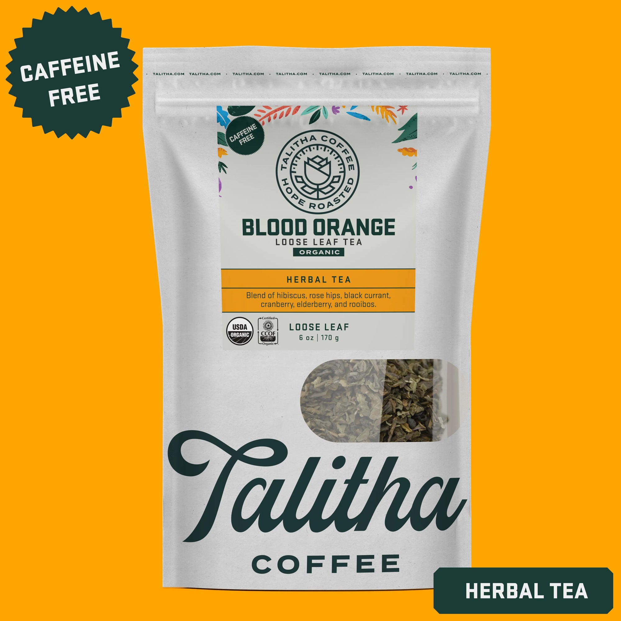 A package of Talitha Blood Orange loose leaf tea