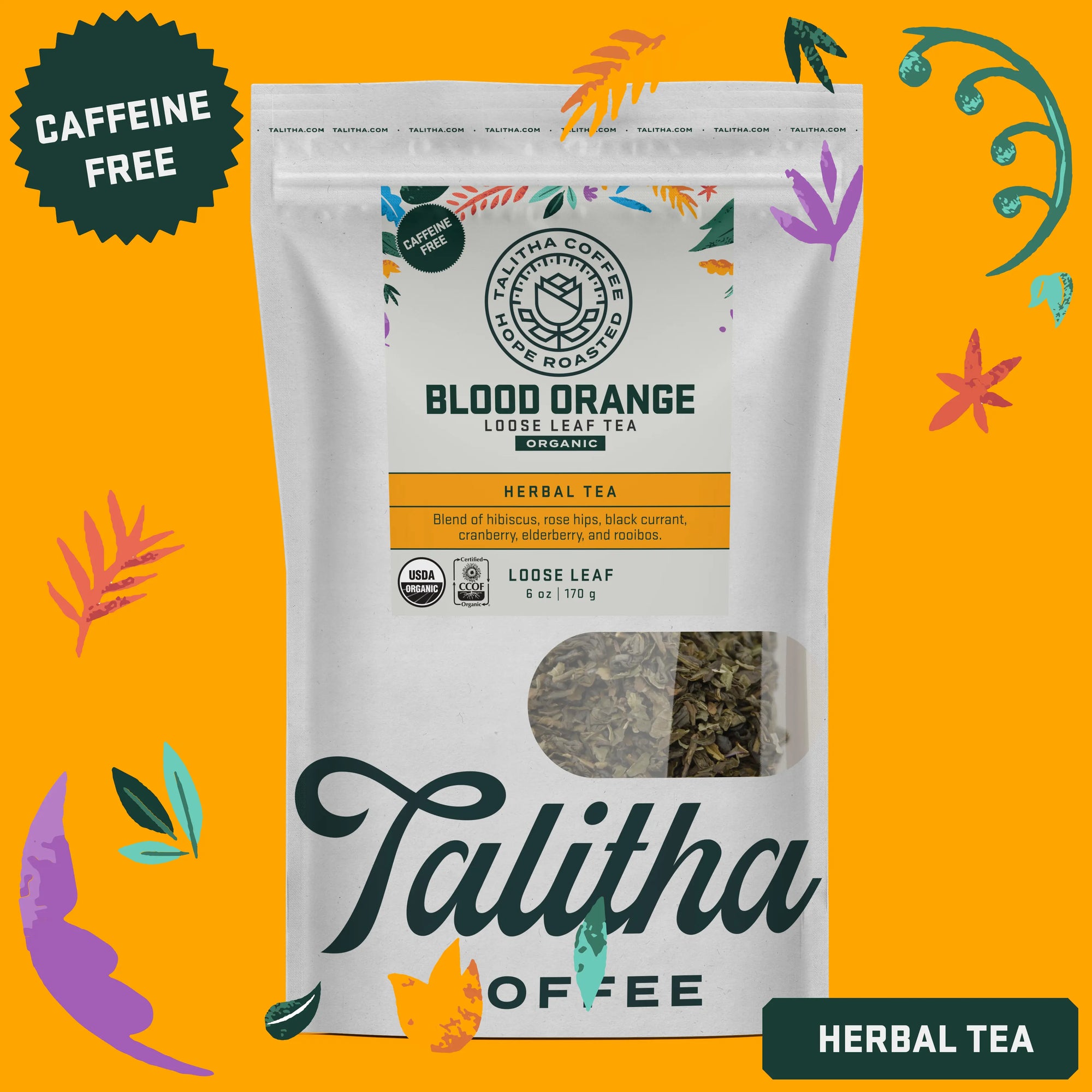 A package of Talitha Blood Orange loose leaf tea