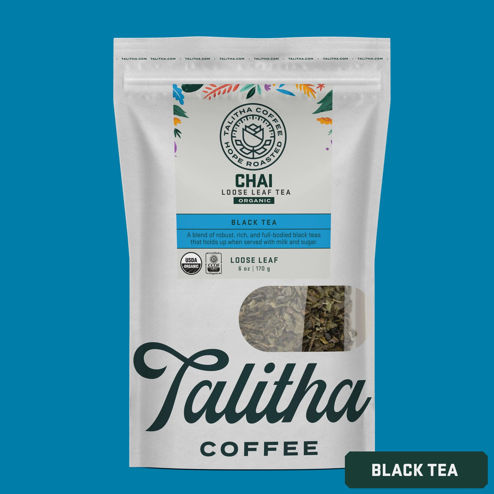 A package of Talitha Chai loose leaf tea
