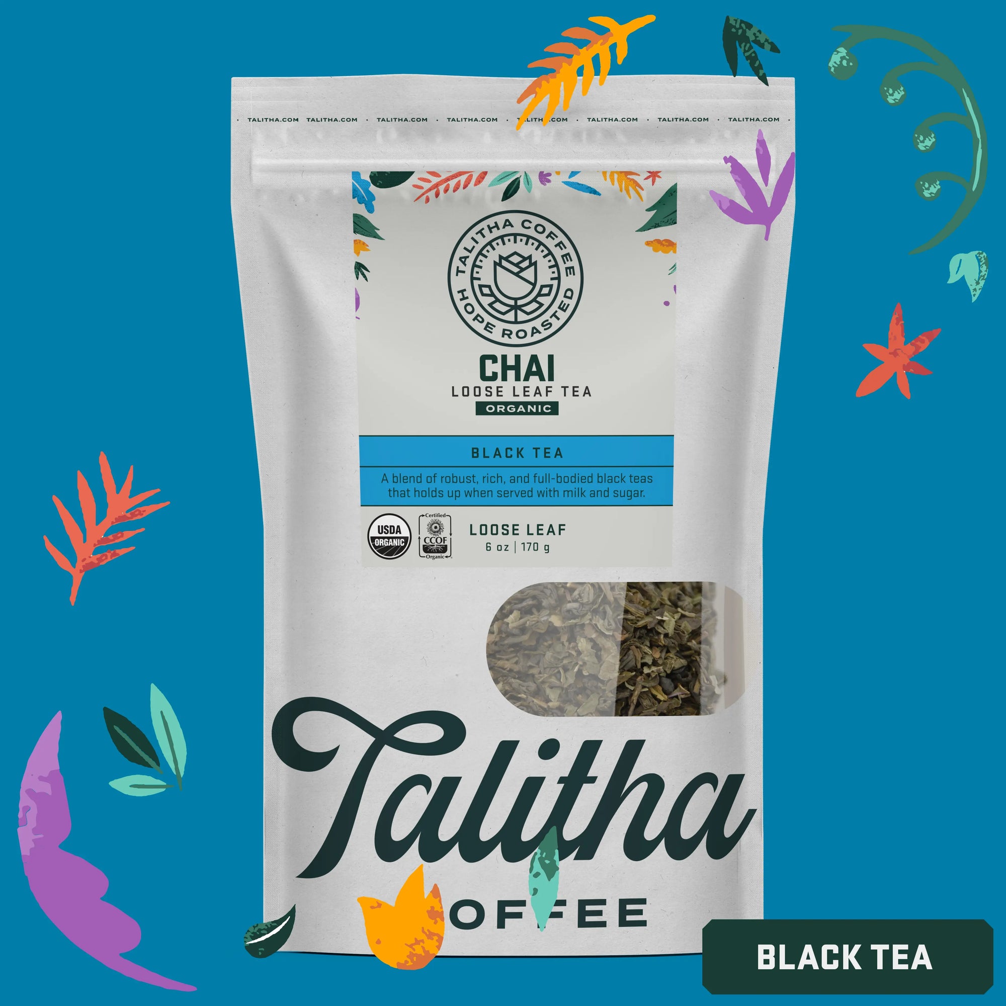 A package of Talitha Chai loose leaf tea