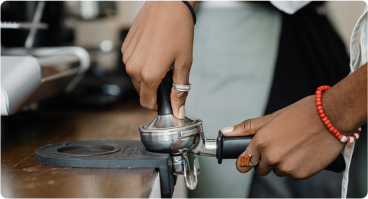Barista making espresso