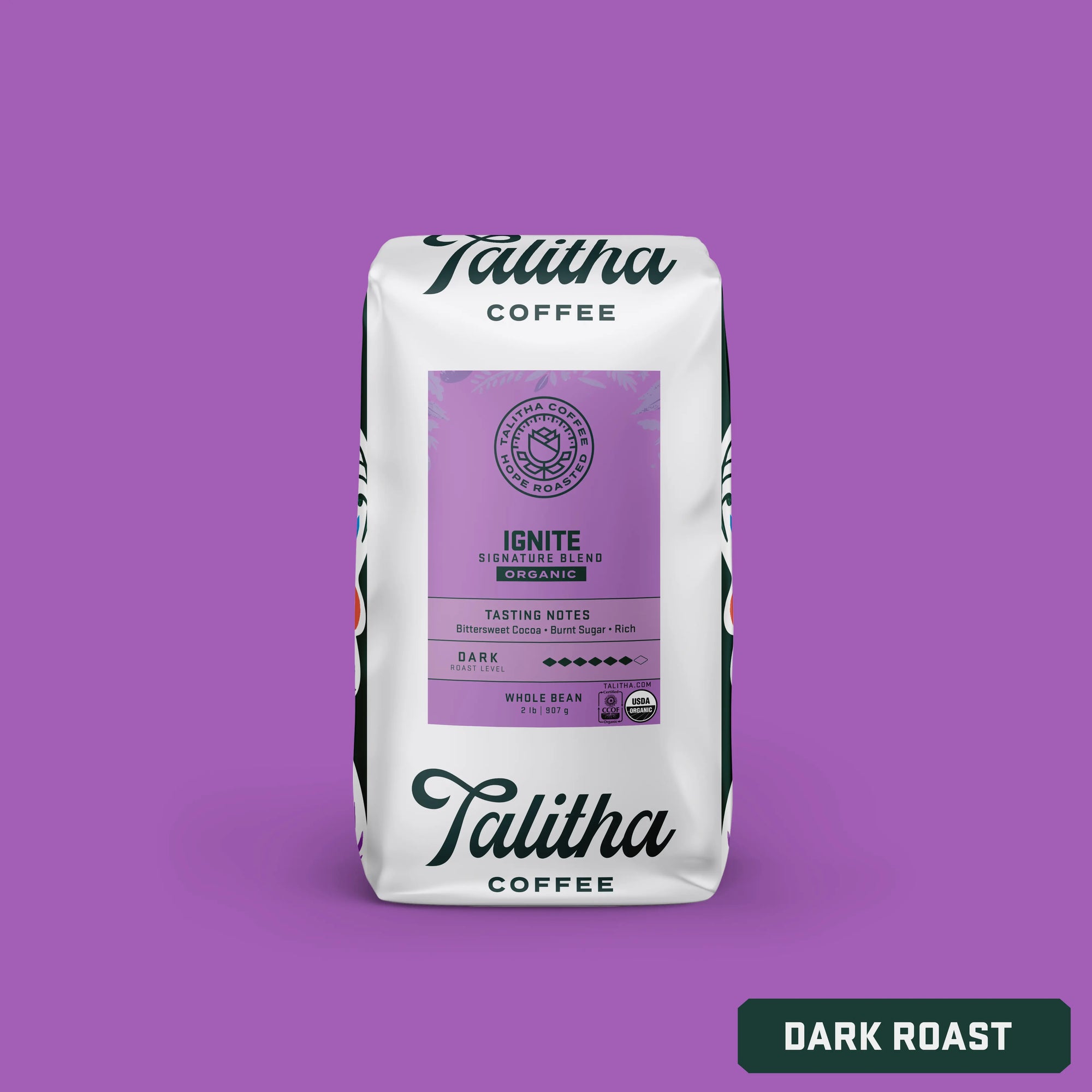 2lb Bag of Talitha Ignite Blend dark roast organic coffee