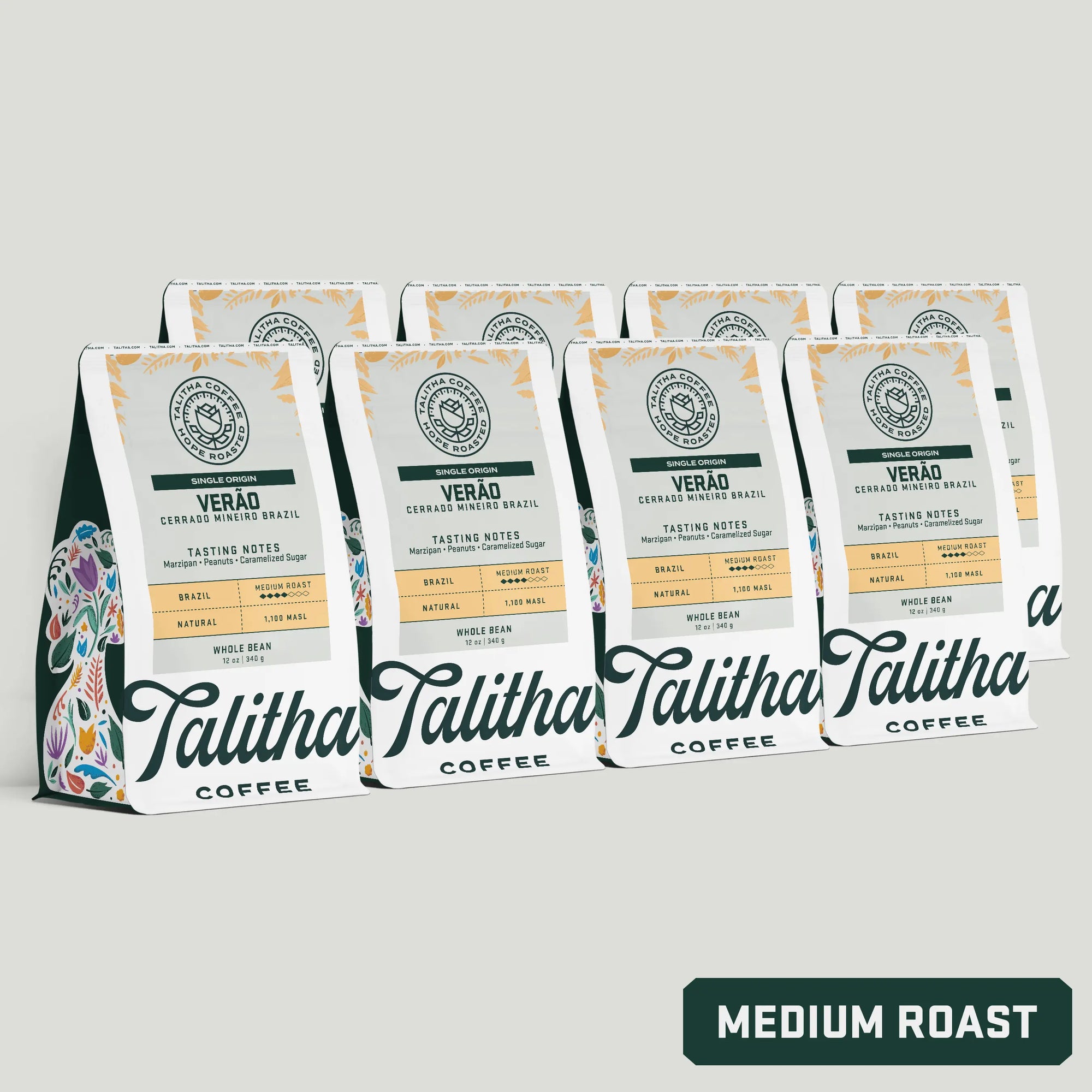 Multiple 12 oz bags of medium roast Talitha Verao single origin coffee 