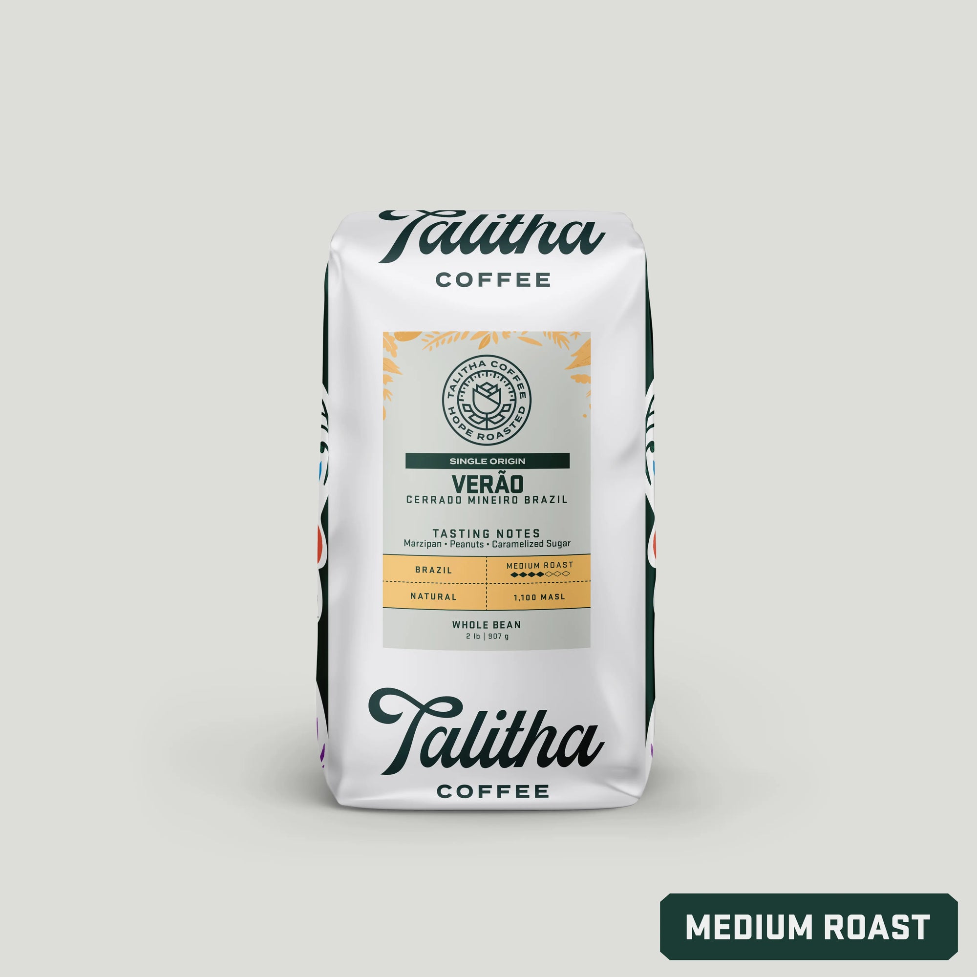 5 lb bag of Talitha Verao single origin medium roast on white background