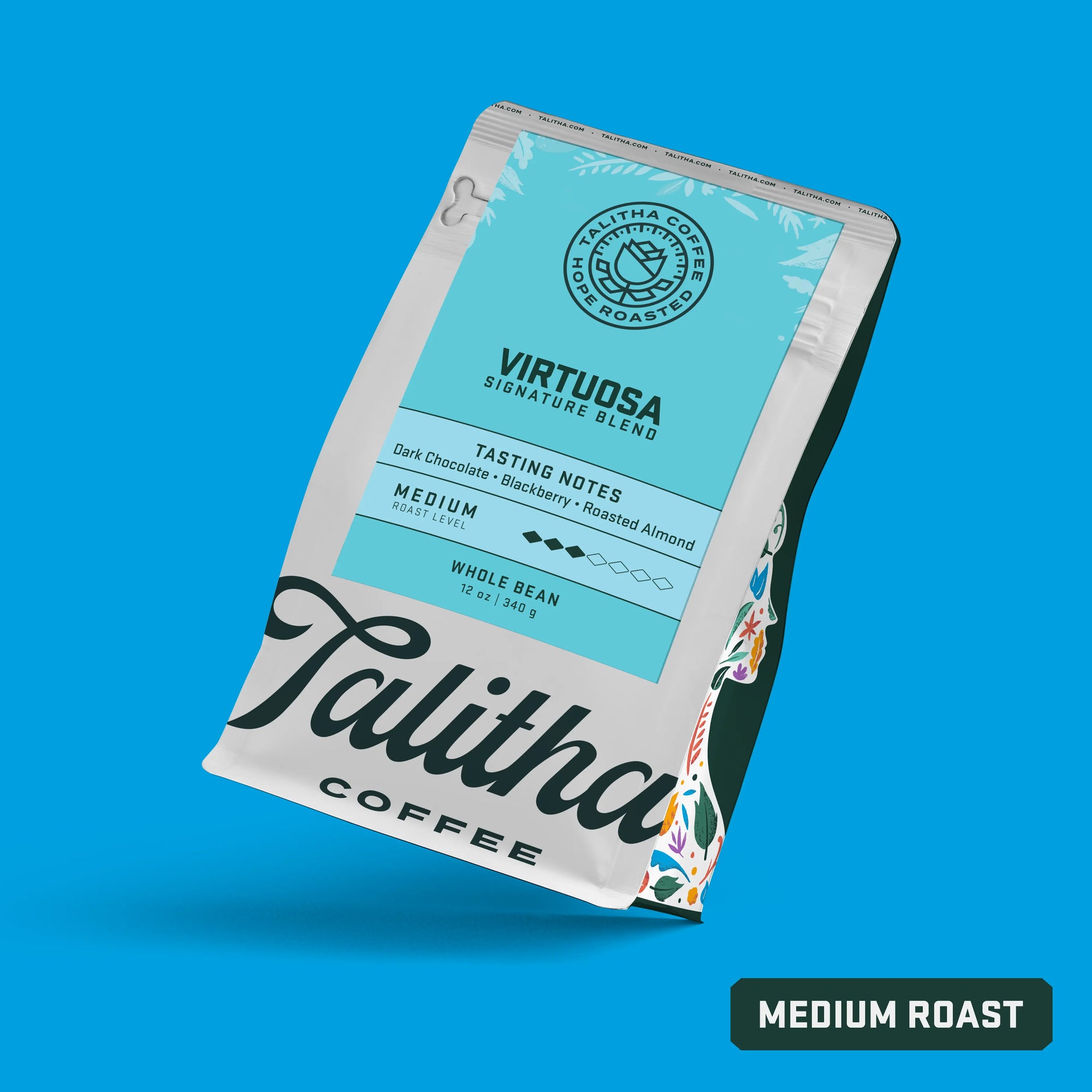 Bag of Talitha Virtuosa Blend medium roast coffee